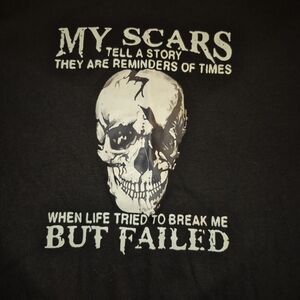 SHEIN Black Short Sleeve Tee with White Skull Graphic and Text